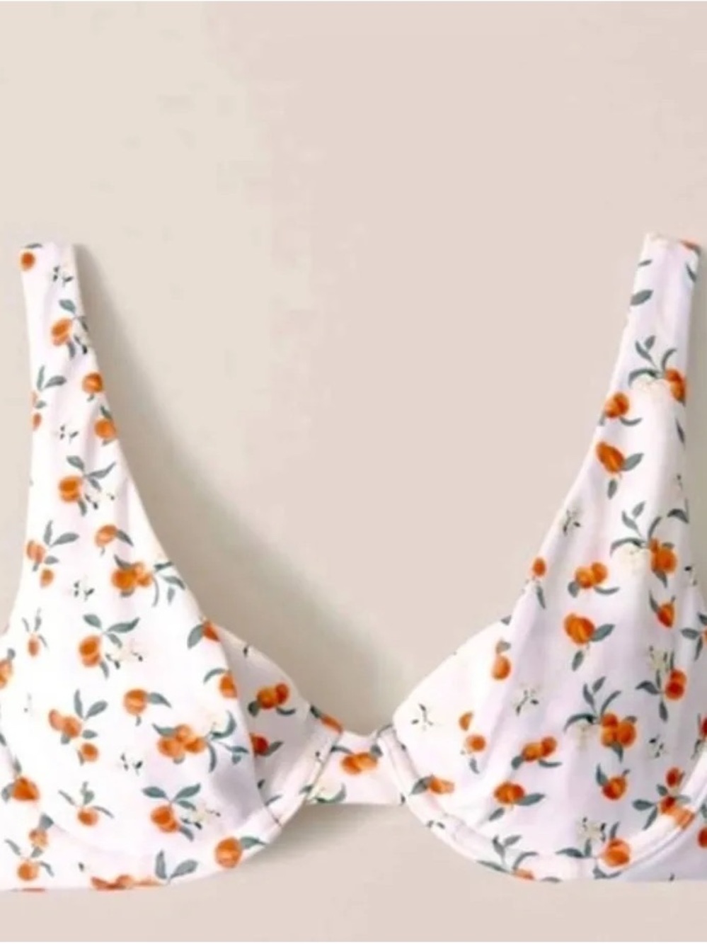 Abercrombie & Fitch White Bikini Top with Peaches - Size Small